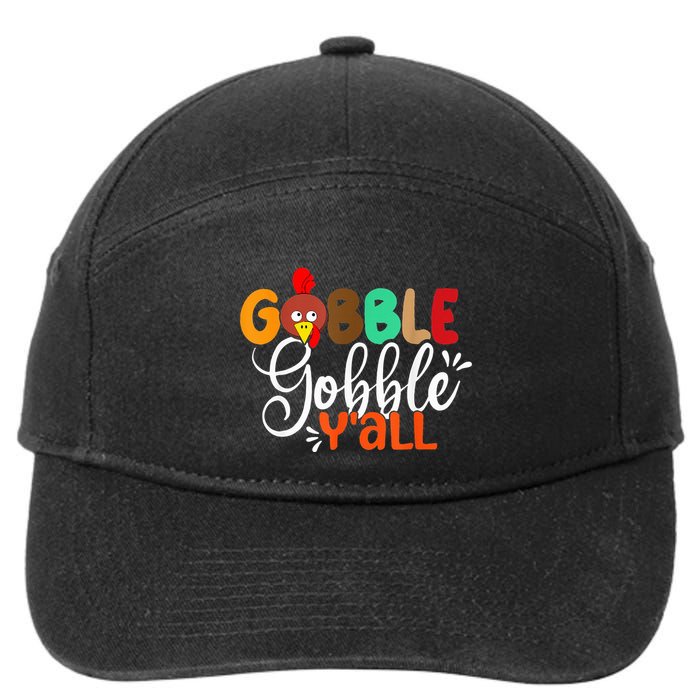 Funny Gobble Gobble Y'all Face Turkey Thanksgiving 7-Panel Snapback Hat
