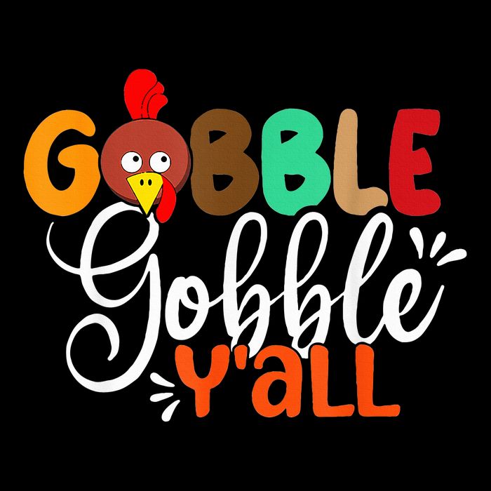 Funny Gobble Gobble Y'all Face Turkey Thanksgiving 7-Panel Snapback Hat