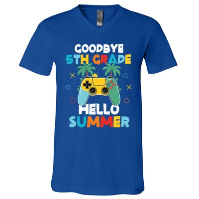 Fifth Grade Graduate Gamer Goodbye 5th Grade Hello Summer Gift V-Neck T-Shirt