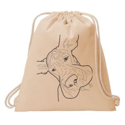 Funny Goofy Great Dane Face Drawstring Bag