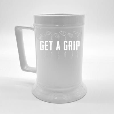 Funny Golfer Golfing Golf Get A Grip Golf Gift Beer Stein