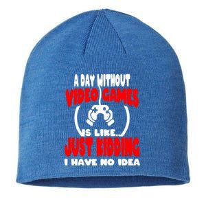 Funny Gamer Great Gift A Day Without Video Games Gaming Gift Sustainable Beanie