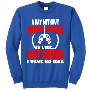 Funny Gamer Great Gift A Day Without Video Games Gaming Gift Tall Sweatshirt