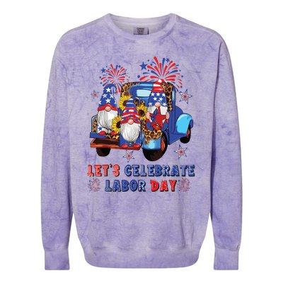 Funny Gnomes Gnomies Happy Labor Day Party American Flag Colorblast Crewneck Sweatshirt