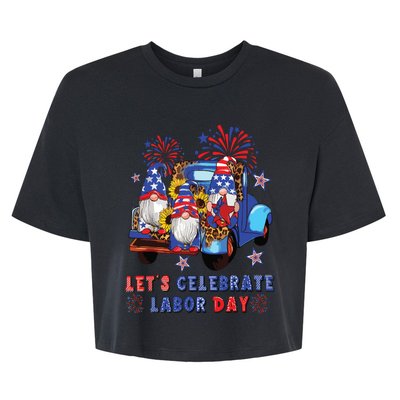 Funny Gnomes Gnomies Happy Labor Day Party American Flag Bella+Canvas Jersey Crop Tee