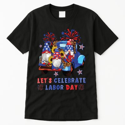 Funny Gnomes Gnomies Happy Labor Day Party American Flag Tall T-Shirt