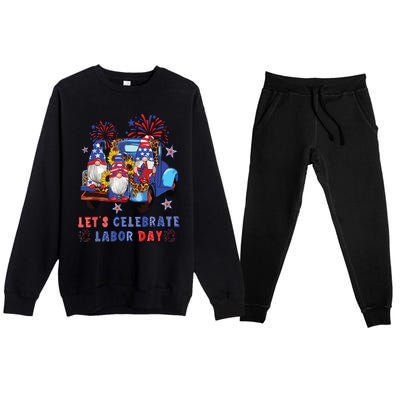 Funny Gnomes Gnomies Happy Labor Day Party American Flag Premium Crewneck Sweatsuit Set