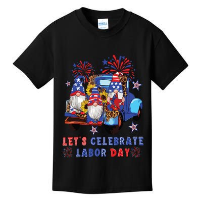 Funny Gnomes Gnomies Happy Labor Day Party American Flag Kids T-Shirt