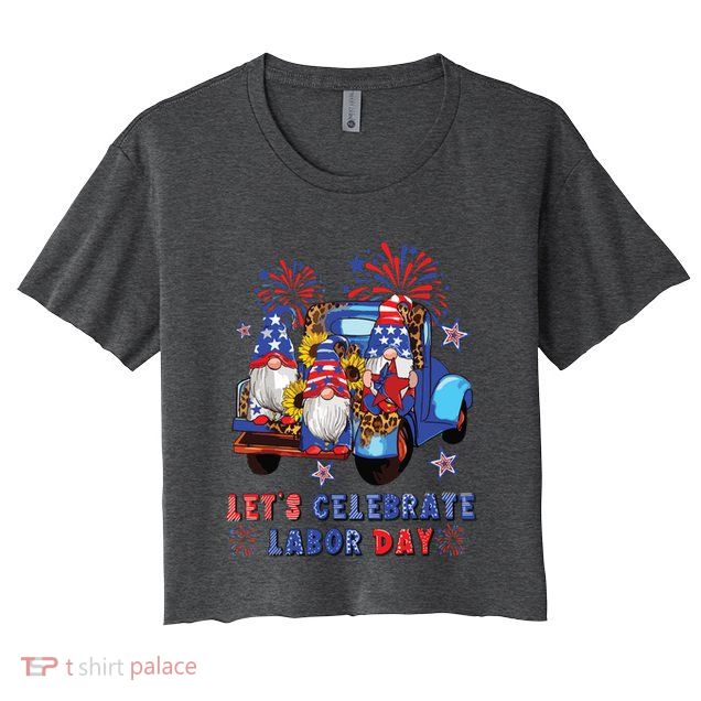 Funny Gnomes Gnomies Happy Labor Day Party American Flag Crop Top