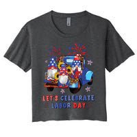 Funny Gnomes Gnomies Happy Labor Day Party American Flag Women's Crop Top Tee