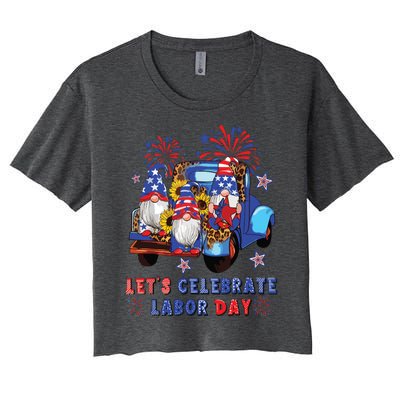 Funny Gnomes Gnomies Happy Labor Day Party American Flag Women's Crop Top Tee