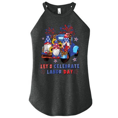 Funny Gnomes Gnomies Happy Labor Day Party American Flag Women's Perfect Tri Rocker Tank