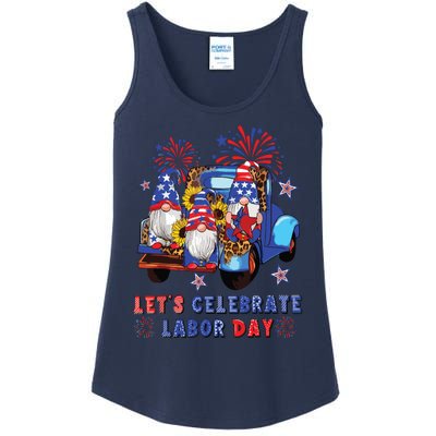 Funny Gnomes Gnomies Happy Labor Day Party American Flag Ladies Essential Tank