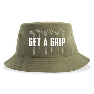 Funny Golfer Golfing Golf Get A Grip Golf Gift Sustainable Bucket Hat