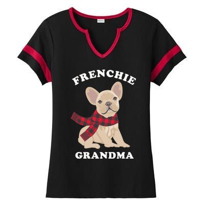 Frenchie Grandma Gift French Bulldog Xmas Family Matching Gift Ladies Halftime Notch Neck Tee