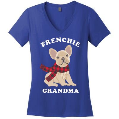 Frenchie Grandma Gift French Bulldog Xmas Family Matching Gift Women's V-Neck T-Shirt