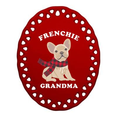 Frenchie Grandma Gift French Bulldog Xmas Family Matching Gift Ceramic Oval Ornament