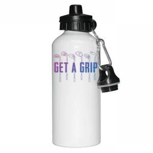 Funny Golfer Golfing Golf Get A Grip Golf Gift Aluminum Water Bottle