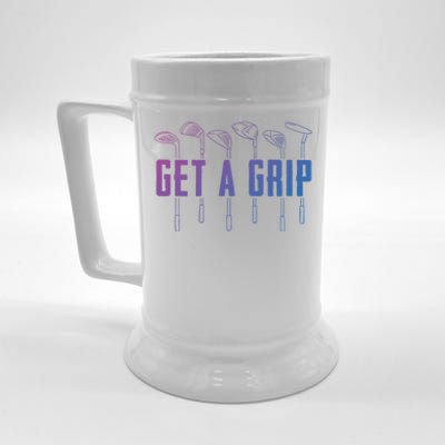 Funny Golfer Golfing Golf Get A Grip Golf Gift Beer Stein