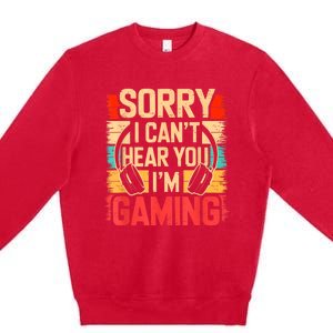 Funny Gamer Graphic For Teens Video Gaming Premium Crewneck Sweatshirt