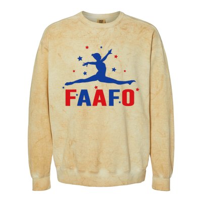 Faafo Gymnastic Girl Patriotic American Gymnast Flag Colorblast Crewneck Sweatshirt