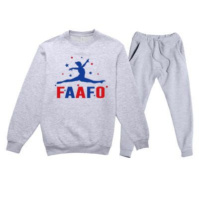 Faafo Gymnastic Girl Patriotic American Gymnast Flag Premium Crewneck Sweatsuit Set