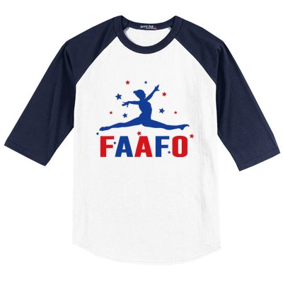 Faafo Gymnastic Girl Patriotic American Gymnast Flag Baseball Sleeve Shirt