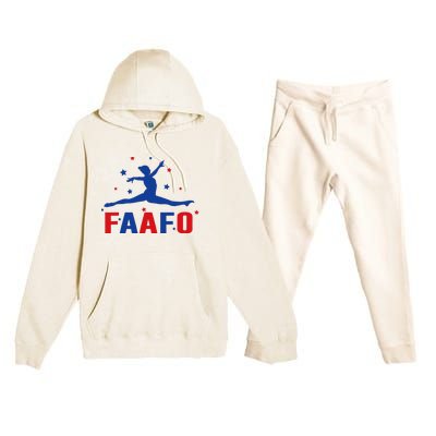 Faafo Gymnastic Girl Patriotic American Gymnast Flag Premium Hooded Sweatsuit Set