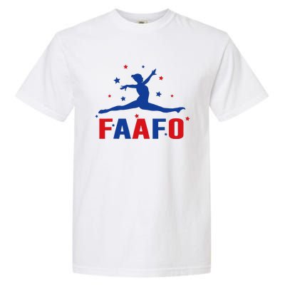 Faafo Gymnastic Girl Patriotic American Gymnast Flag Garment-Dyed Heavyweight T-Shirt