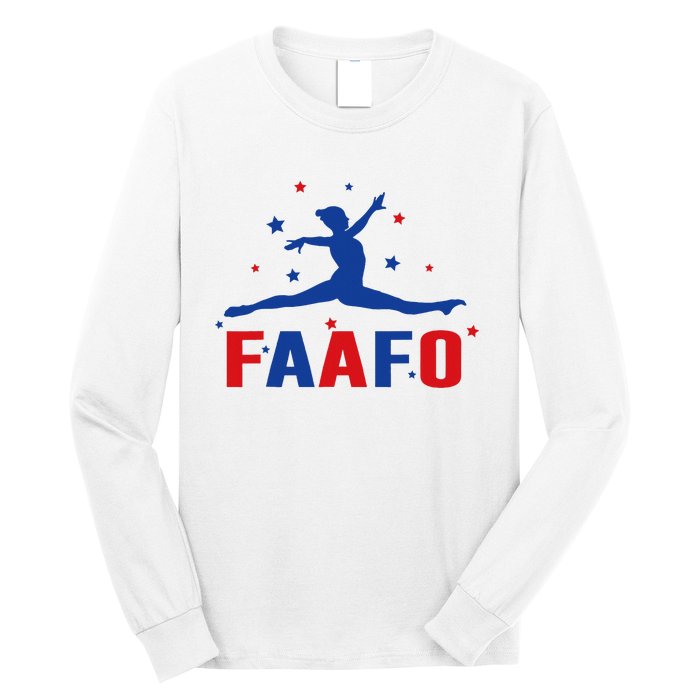 Faafo Gymnastic Girl Patriotic American Gymnast Flag Long Sleeve Shirt