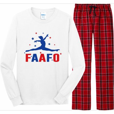 Faafo Gymnastic Girl Patriotic American Gymnast Flag Long Sleeve Pajama Set