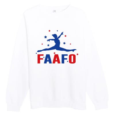 Faafo Gymnastic Girl Patriotic American Gymnast Flag Premium Crewneck Sweatshirt