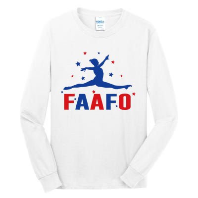 Faafo Gymnastic Girl Patriotic American Gymnast Flag Tall Long Sleeve T-Shirt