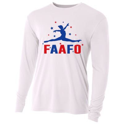 Faafo Gymnastic Girl Patriotic American Gymnast Flag Cooling Performance Long Sleeve Crew