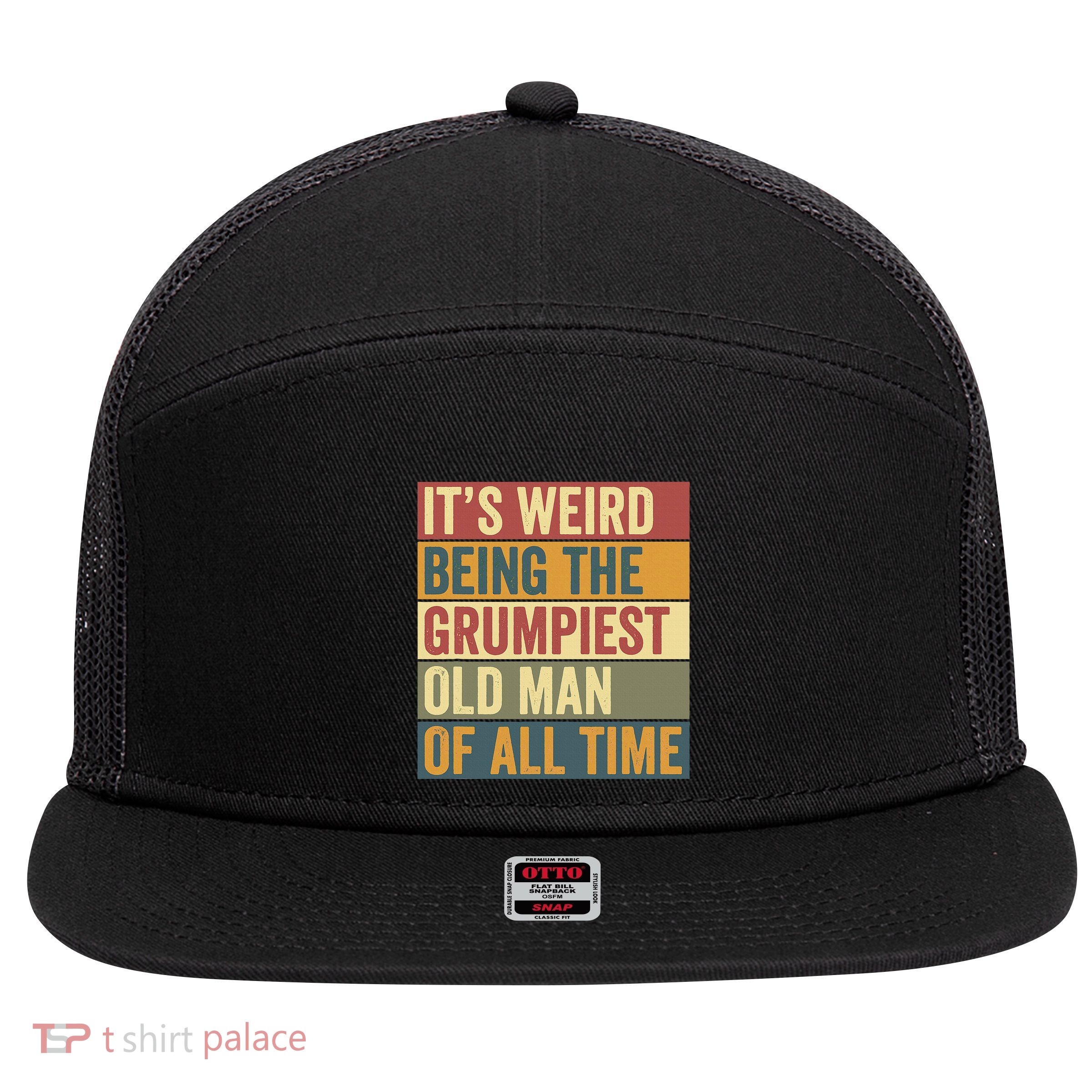 Funny Grumpiest Grumpy Old Man 7 Panel Mesh Trucker Snapback Hat