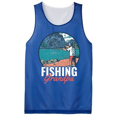 Fishing Grandpa Gift Mesh Reversible Basketball Jersey Tank