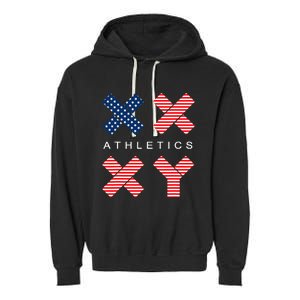 Funny Gender Genetic American Flag Xx Xy Athletics Garment-Dyed Fleece Hoodie