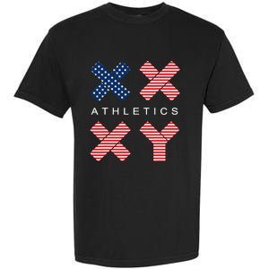 Funny Gender Genetic American Flag Xx Xy Athletics Garment-Dyed Heavyweight T-Shirt