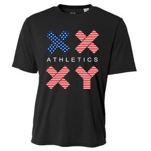 Funny Gender Genetic American Flag Xx Xy Athletics Cooling Performance Crew T-Shirt