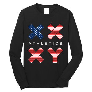 Funny Gender Genetic American Flag Xx Xy Athletics Long Sleeve Shirt