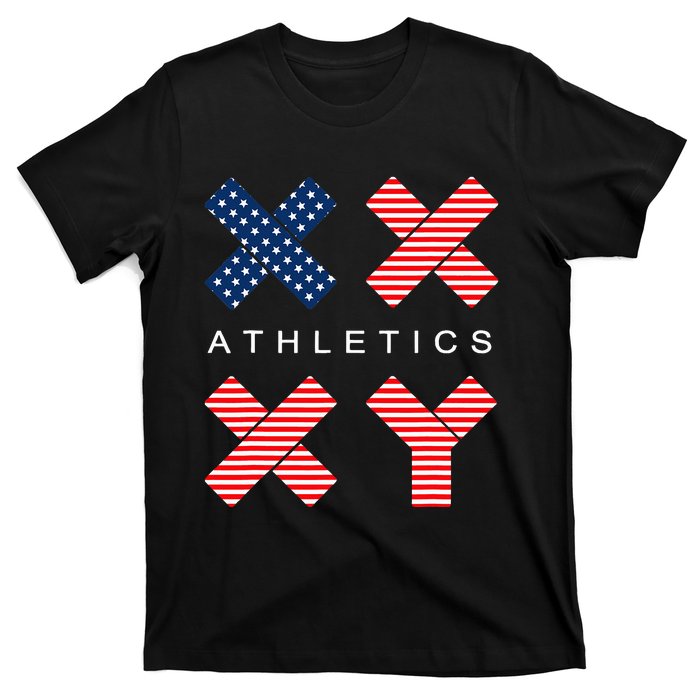 Funny Gender Genetic American Flag Xx Xy Athletics T-Shirt