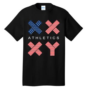 Funny Gender Genetic American Flag Xx Xy Athletics Tall T-Shirt