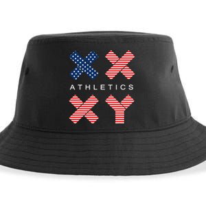 Funny Gender Genetic American Flag Xx Xy Athletics Sustainable Bucket Hat