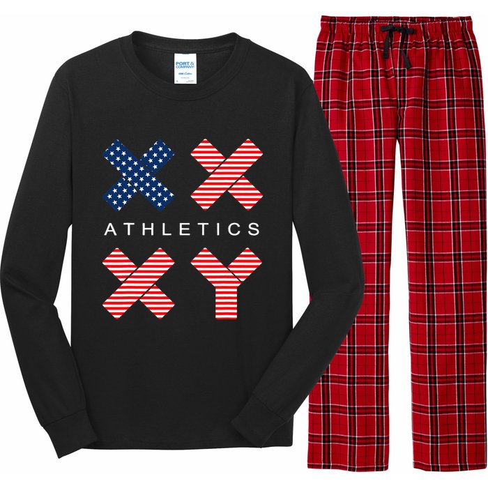 Funny Gender Genetic American Flag Xx Xy Athletics Long Sleeve Pajama Set