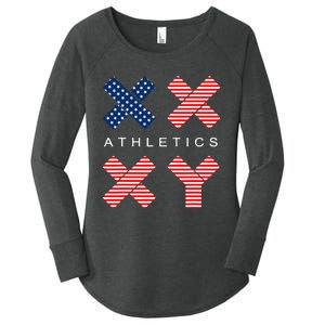 Funny Gender Genetic American Flag Xx Xy Athletics Women's Perfect Tri Tunic Long Sleeve Shirt