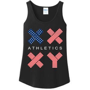 Funny Gender Genetic American Flag Xx Xy Athletics Ladies Essential Tank