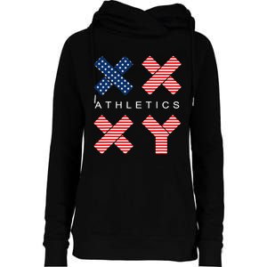 Funny Gender Genetic American Flag Xx Xy Athletics Womens Funnel Neck Pullover Hood