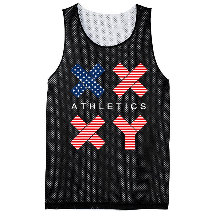 Funny Gender Genetic American Flag Xx Xy Athletics Mesh Reversible Basketball Jersey Tank