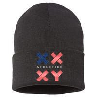 Funny Gender Genetic American Flag Xx Xy Athletics Sustainable Knit Beanie