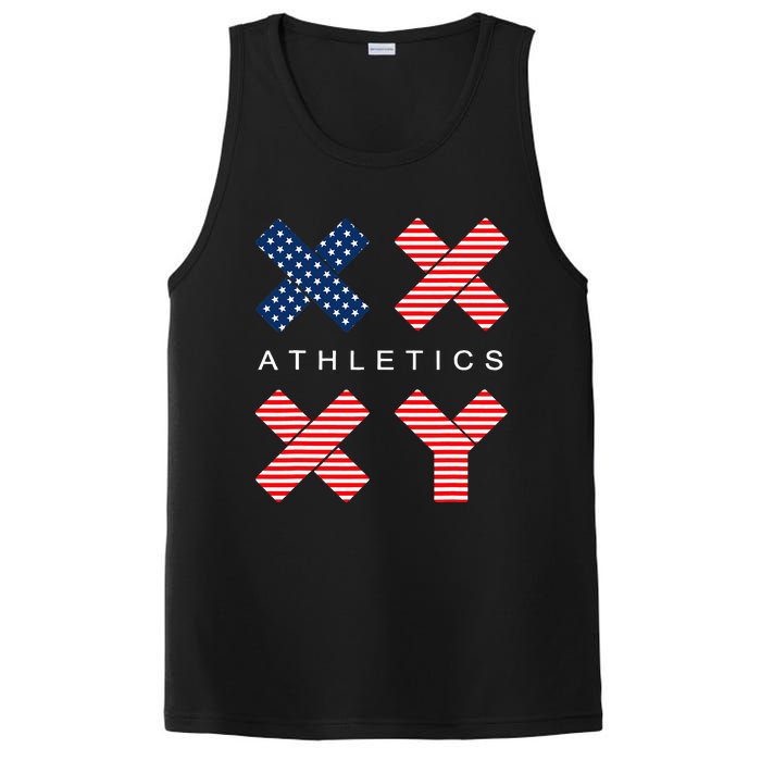 Funny Gender Genetic American Flag Xx Xy Athletics PosiCharge Competitor Tank